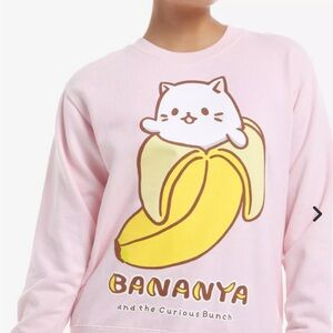 Pink sweatshirt with Cat and Banana Design
